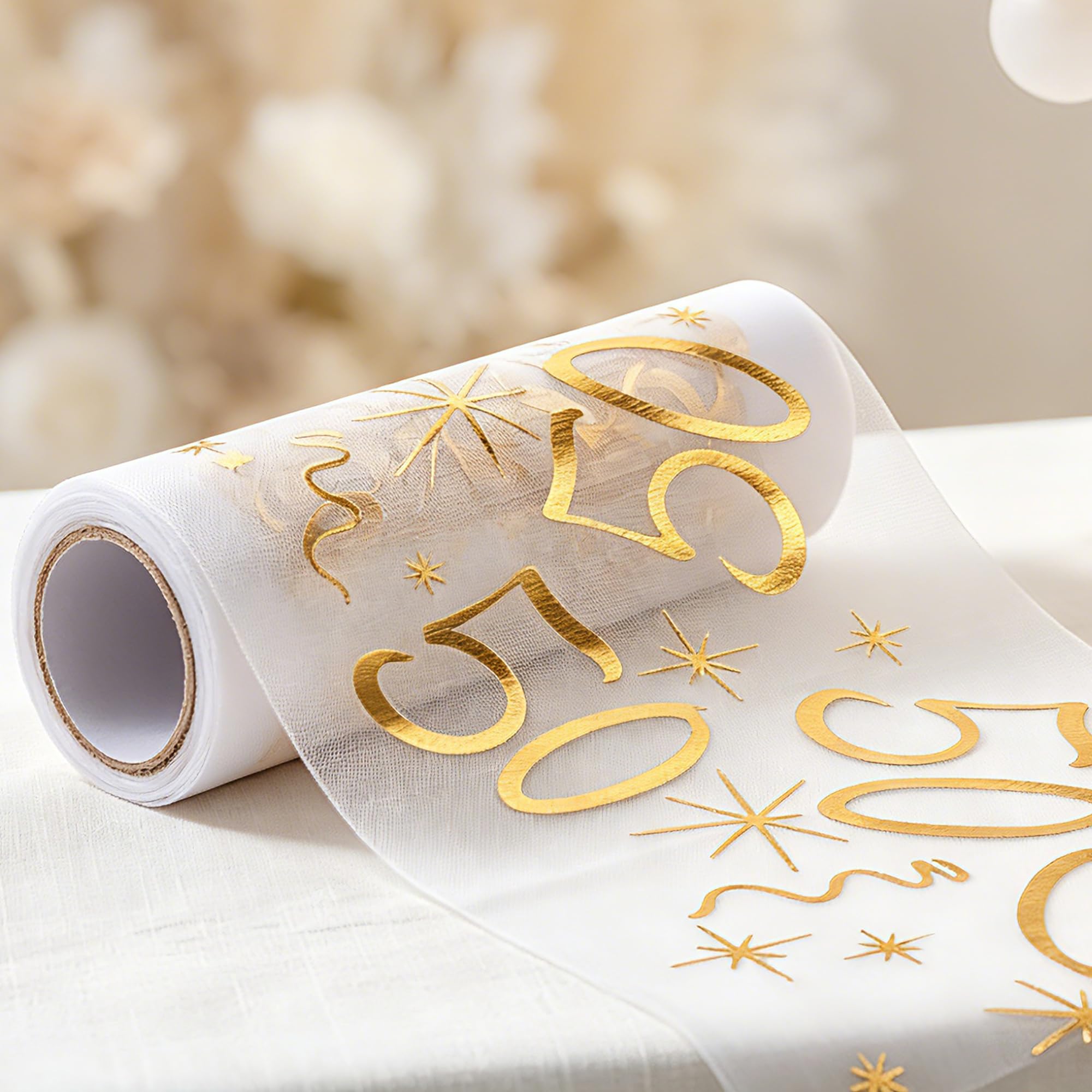 LAIDANLA 50th Birthday Table Decorations Gold Party Table Runner 28cm x 10m