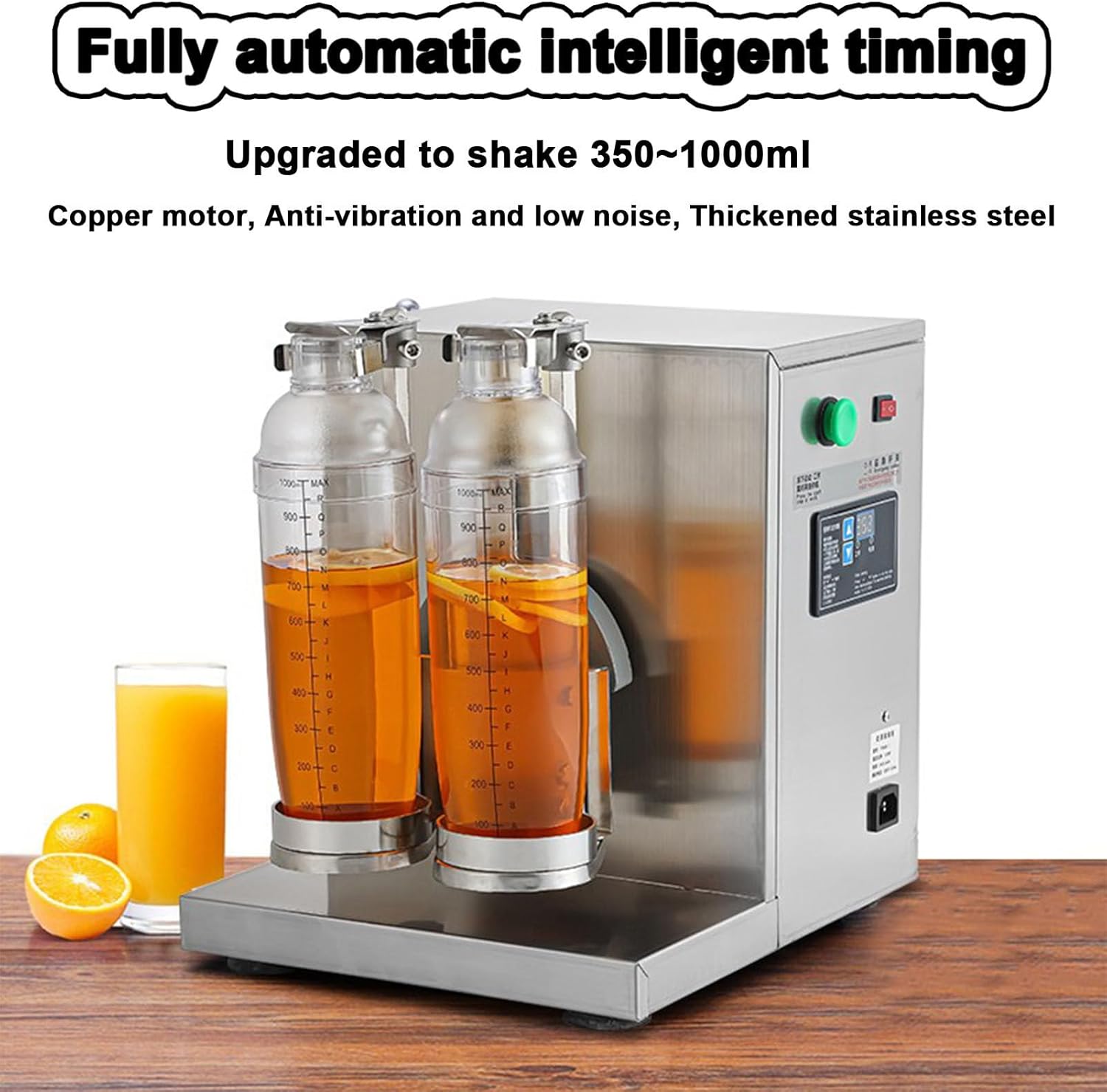 Electric Milk Tea Shaking Machine, Stainless Steel & Double Cups, Automatic Double Frame Milk Tea and Cocktail Shaker, for Bubble Tea, Juice