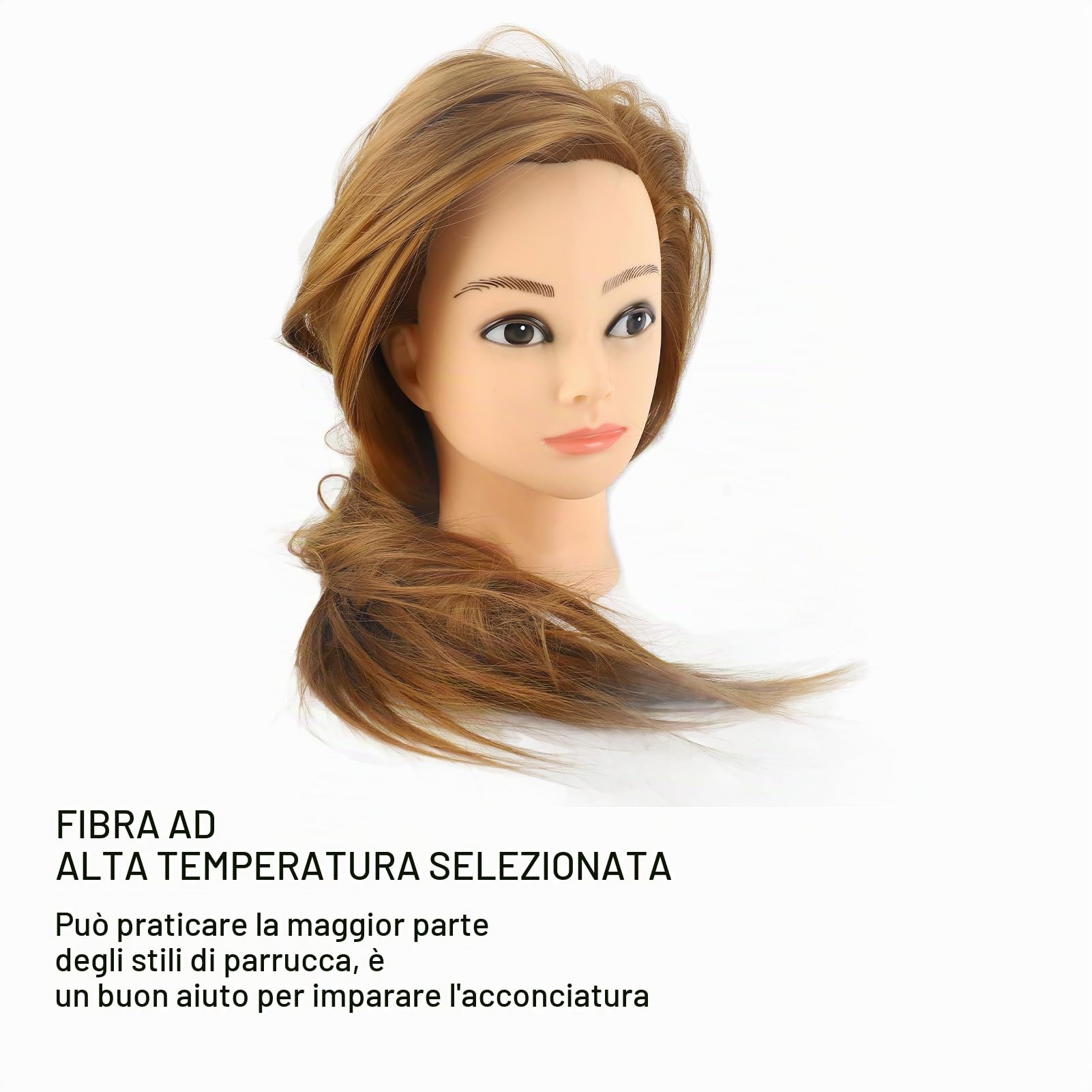 Testa di parrucchiere, testa manichino capelli umani, allenamento parrucchieri, weaving curling taglio, cosmetologia professionale.
