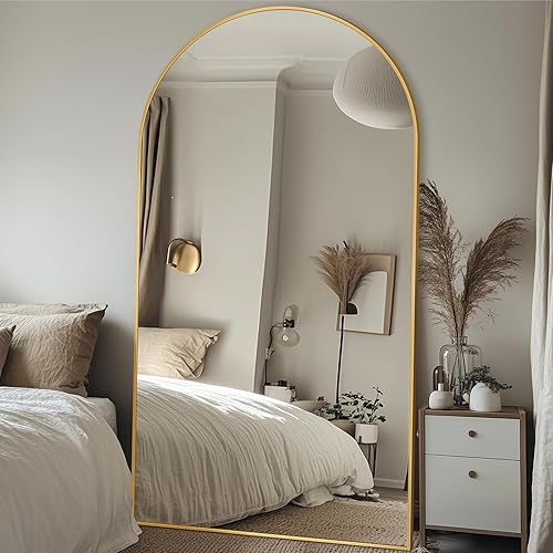 Vista 13 de Espejo de longitud completa, de 58 x 19 pulgadas, de suelo, arqueado, de pie, no empotrado, con soporte, colgante, montado para dormitorio, sala