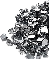 Vista 32 de GASPRO Vidrio transparente de 10 libras para mesa de hoguera, rocas de vidrio reflectante para chimenea de gas, precioso, 1/2 pulgada