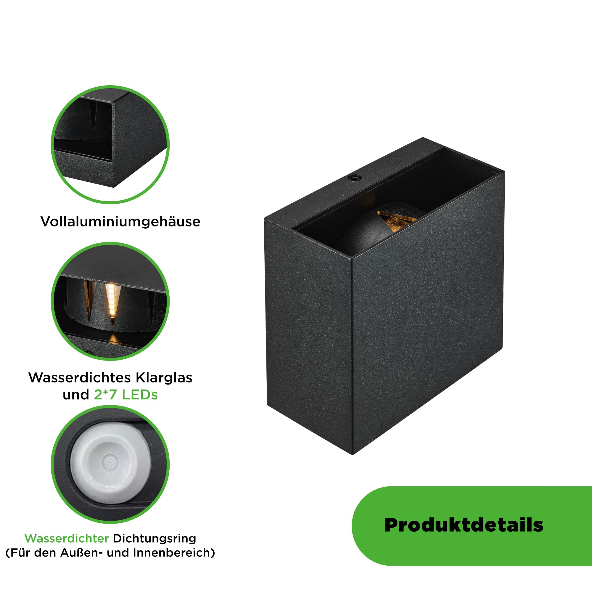 LUTEC Outdoor Up Down LED Modern Wall Light, Aluminium Anti-Rost Außen Innen Wandlampe, 3000K Warm Weiß, Verstellbare Außenwand Laterne, Wasserdicht für Haustür, Terrasse, Garten, Schlafzimmer