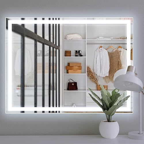 Miniatura 4 de Espejo de baño LED de 40 x 24 pulgadas, espejo con luz para baño montado en la pared, espejo iluminado antivaho con 3000 K4500 K6000 K espejo de