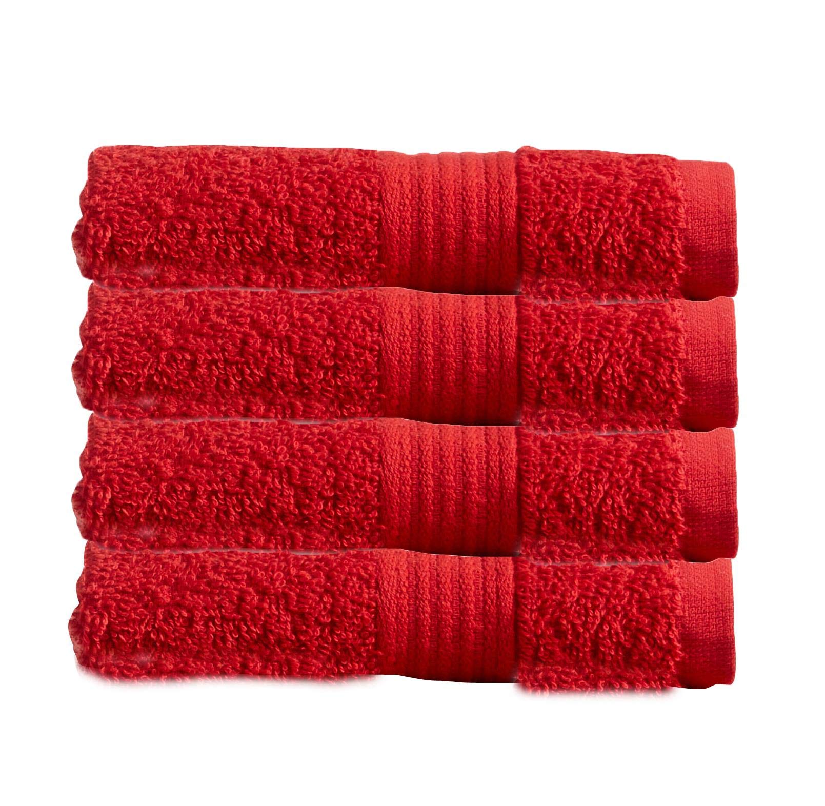 Olivia Rocco Egyptian Cotton Towels Home Bathroom Towel Set Bale Fade Resistant 500gsm Home Collection Bales Bath Sets, 4 Washcloths Red