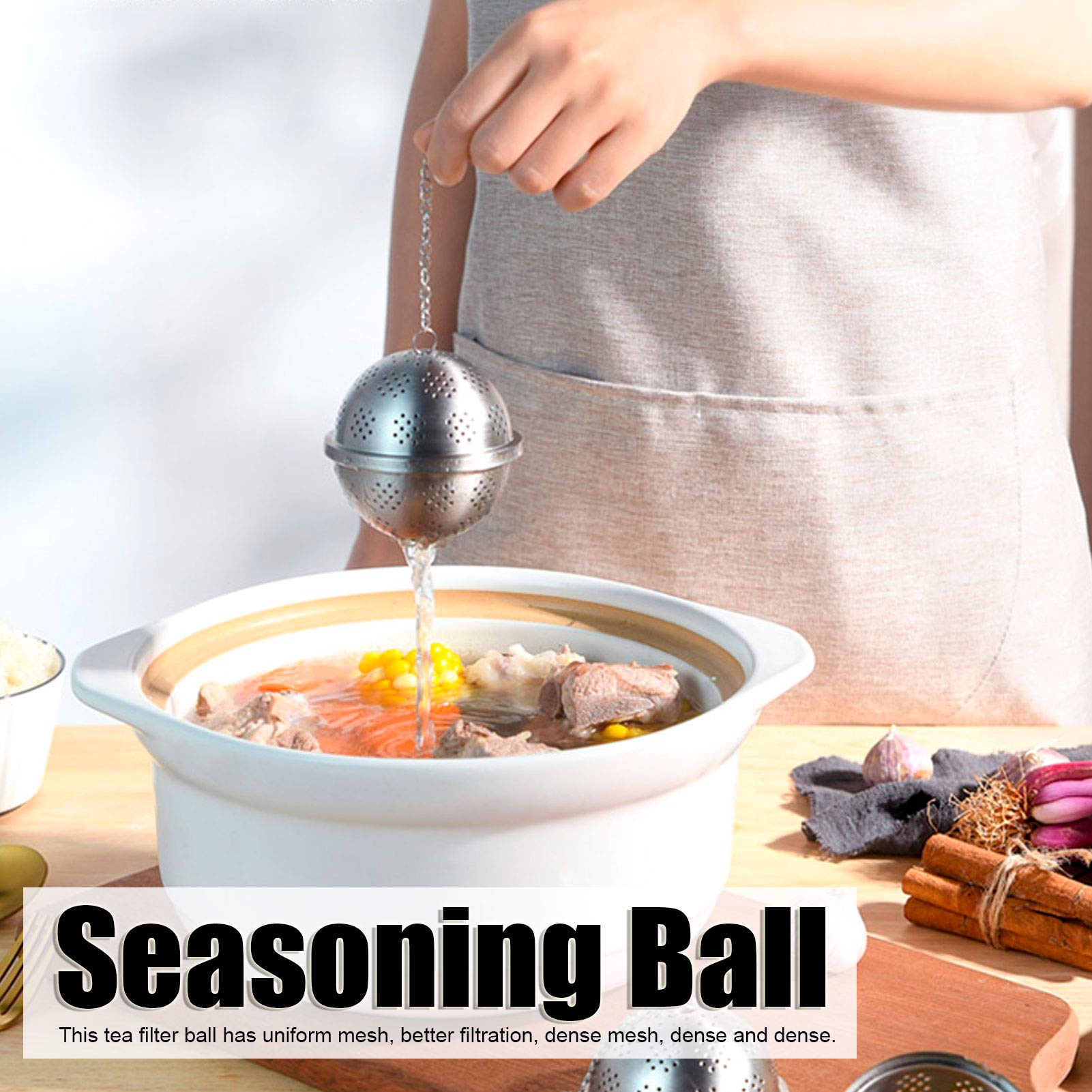 Tea Strainer Infuser, Stainless Steel Tea Steeper Spice Ball Extra Large for Cooking Seasoning Ball, Spice Infuser - Image 3