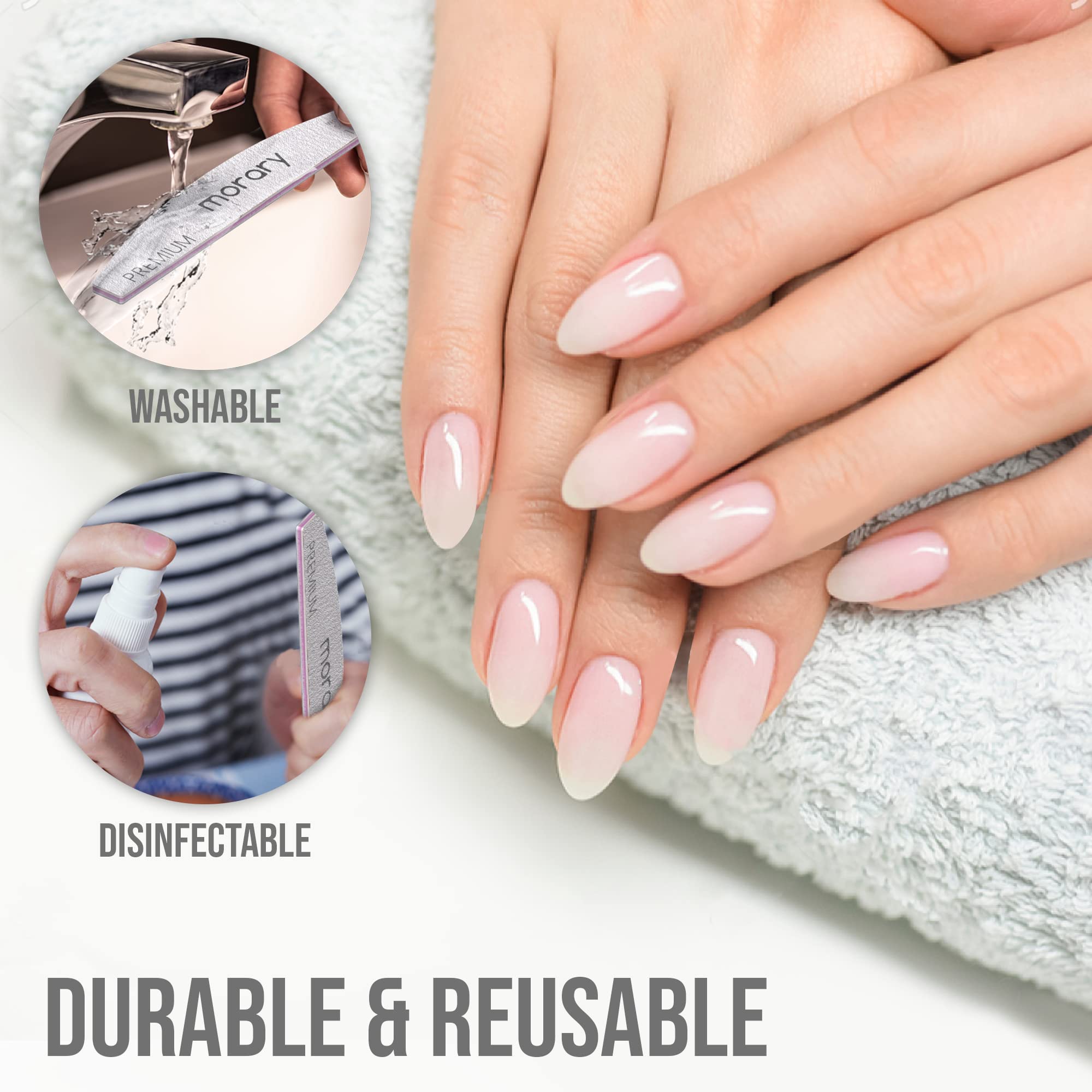 Professionelle Nagelfeile, wiederverwendbar, Körnung 100/180, doppelseitig, waschbar