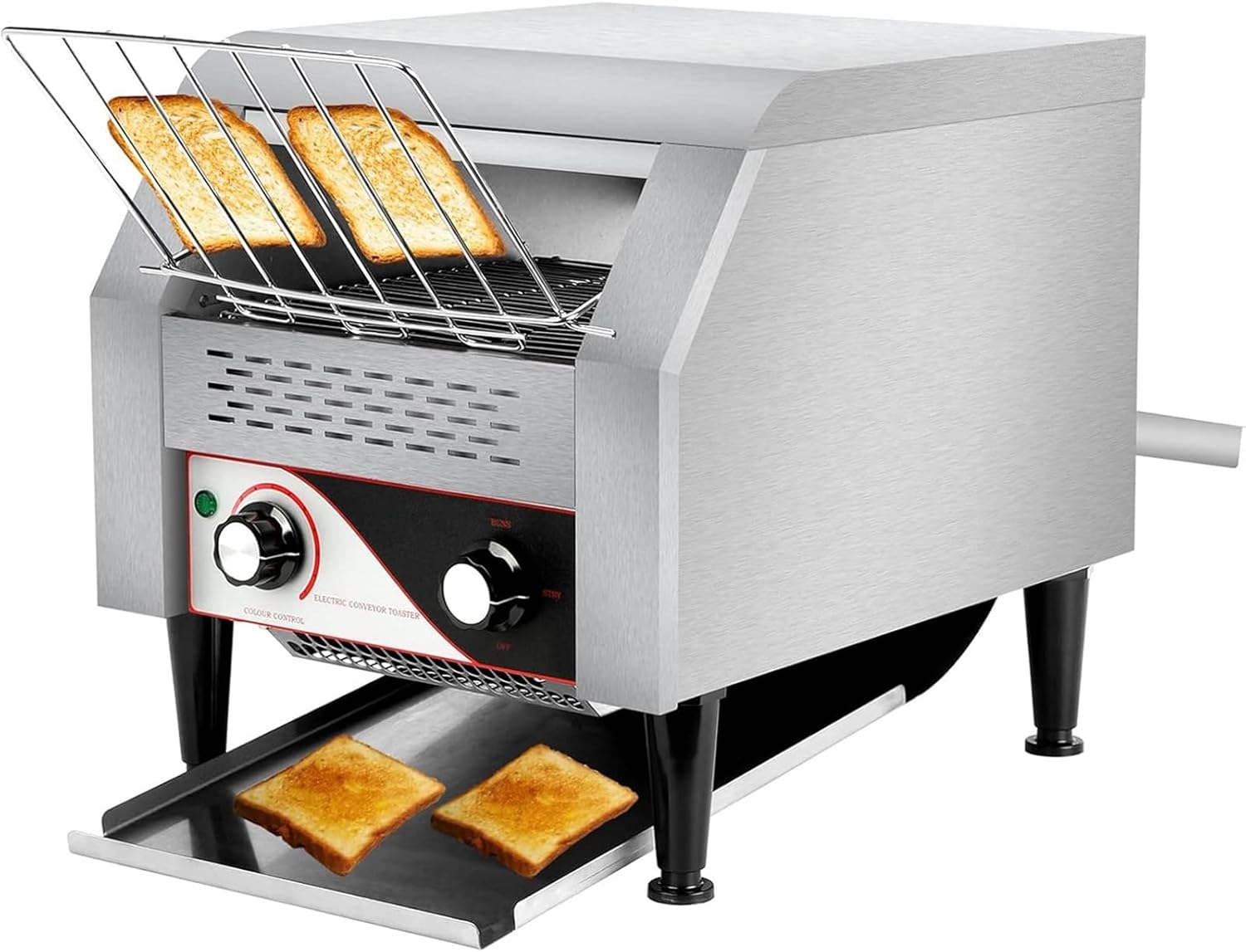 Conveyor Toaster, 150/300/450Slices/H, Electric Rotating Toasters 7 Brownings Levels, Heavy-duty Stainless Steel Restaurant Toaster for Bun Bagel Bread Bagels Waffles Pastries(150 Slices/H)