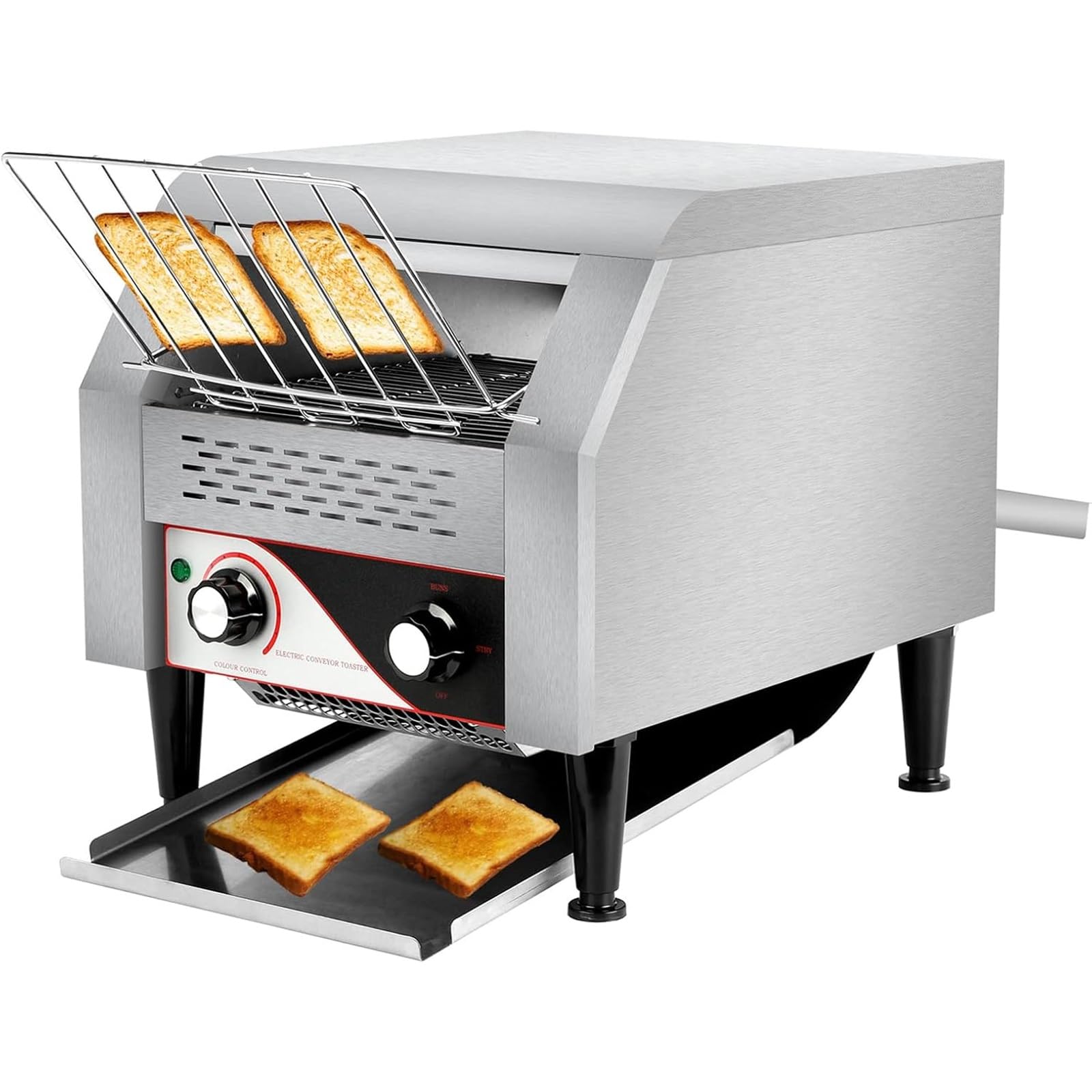 Toster taśmowy, 150/300/450 kromek/h, elektryczny toster obrotowy, 7 poziomów opiekania, wytrzymały toster restauracyjny ze stali nierdzewnej do bułek, bajgli, chleba, bajgli, gofr