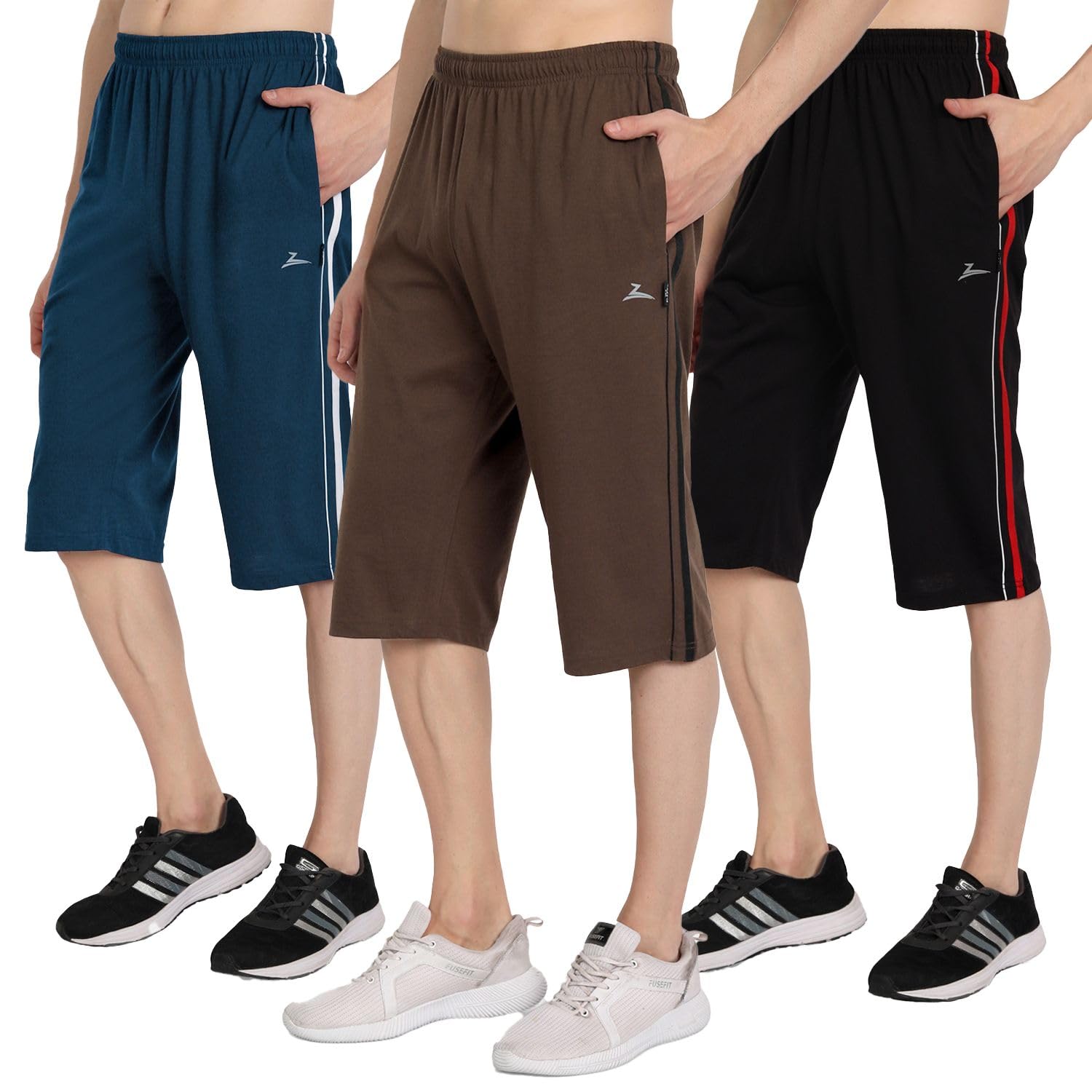 Zeffit Men's Regular Fit Three Fourth Capris | Mens Three Fourth Combo Pack of 3|-picture-19