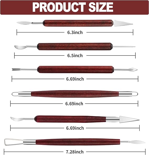 6-Piece Clay Sculpting Tools Set Perfect for Polymer Air Dry Modeling Clay Beginners & Professionals Ideal for DIY Pottery & Ceramics Tools for Clay Sculpey Sculpting & Crafting