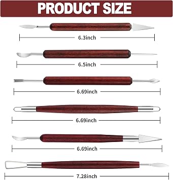 6-Piece Clay Sculpting Tools Set Perfect for Polymer Air Dry Modeling Clay Beginners & Professionals Ideal for DIY Pottery & Ceramics Tools for Clay Sculpey Sculpting & Crafting