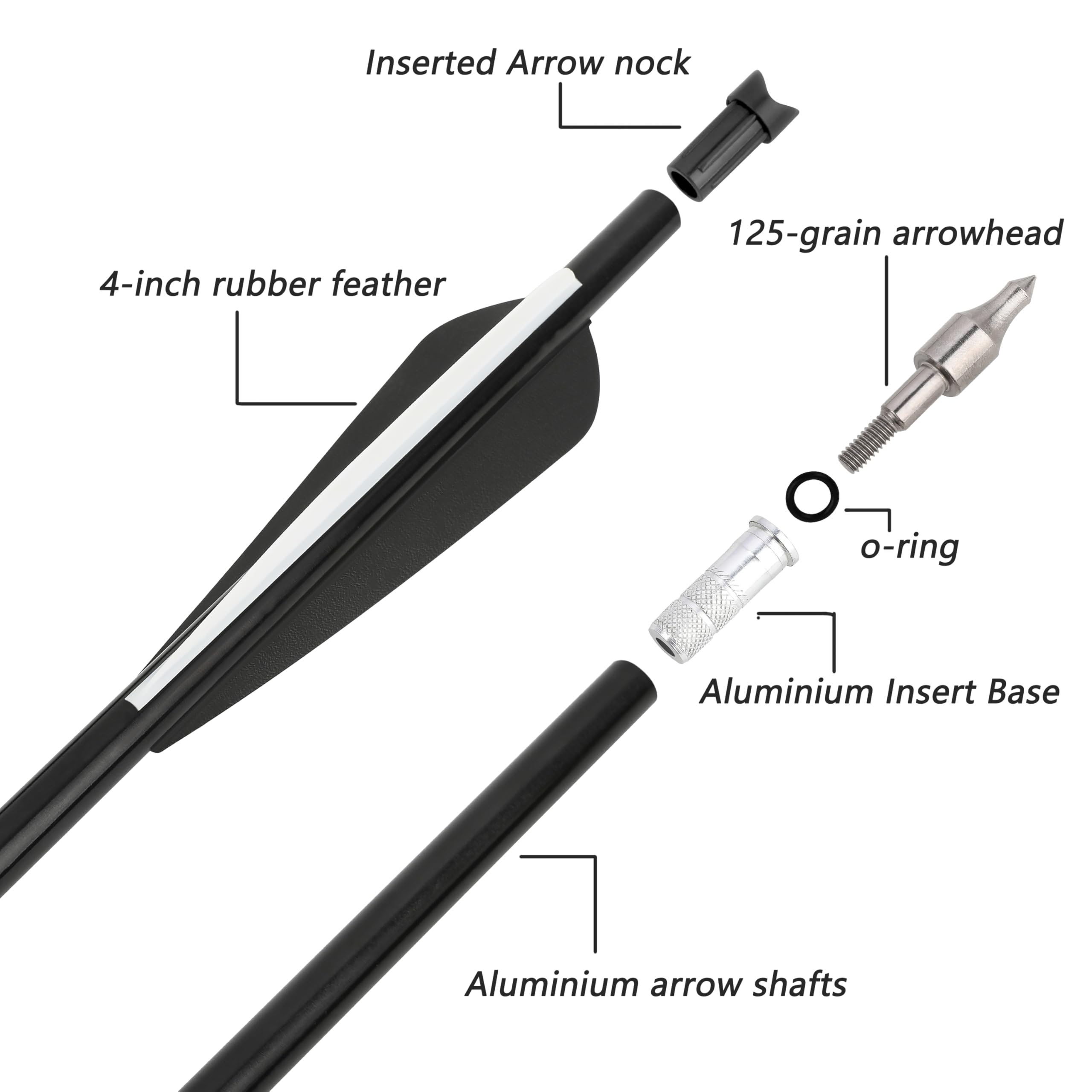 Frecce in alluminio per il tiro con l'arco Freccia da caccia da 20/22'' con alette da 4" per il tiro a segno e la pratica all'aperto.