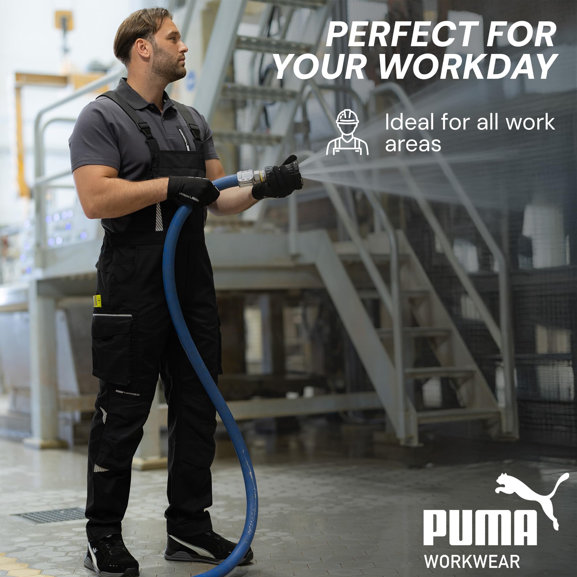 PUMA Workwear Premium ogrodniczki z wieloma kieszeniami i dodatkowo wzmocnioną tkaniną nylonową