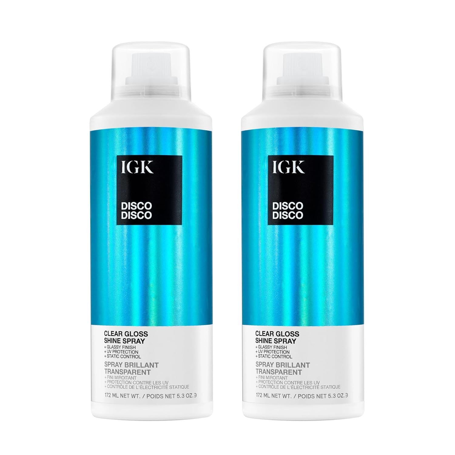 IGK Disco Disco Clear Gloss Shine Spray – High-Shine Finishing Spray with UV Protection – Vegan & Cruelty-Free
