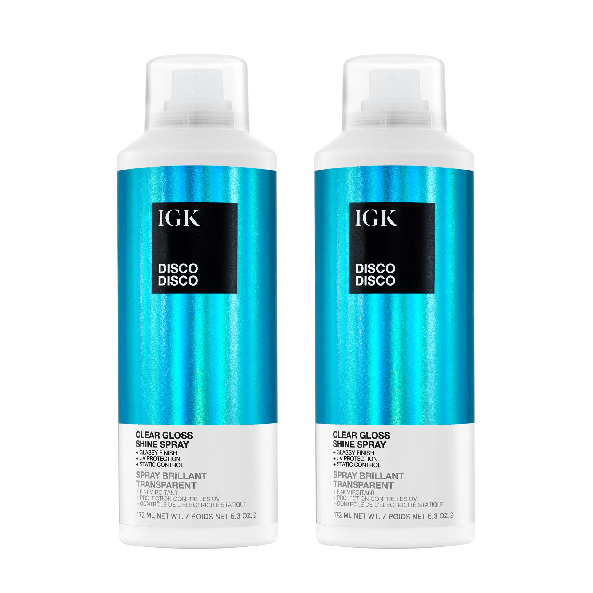 IGK Disco Disco Clear Gloss Shine Spray – High-Shine Finishing Spray with UV Protection – Vegan & Cruelty-Free
