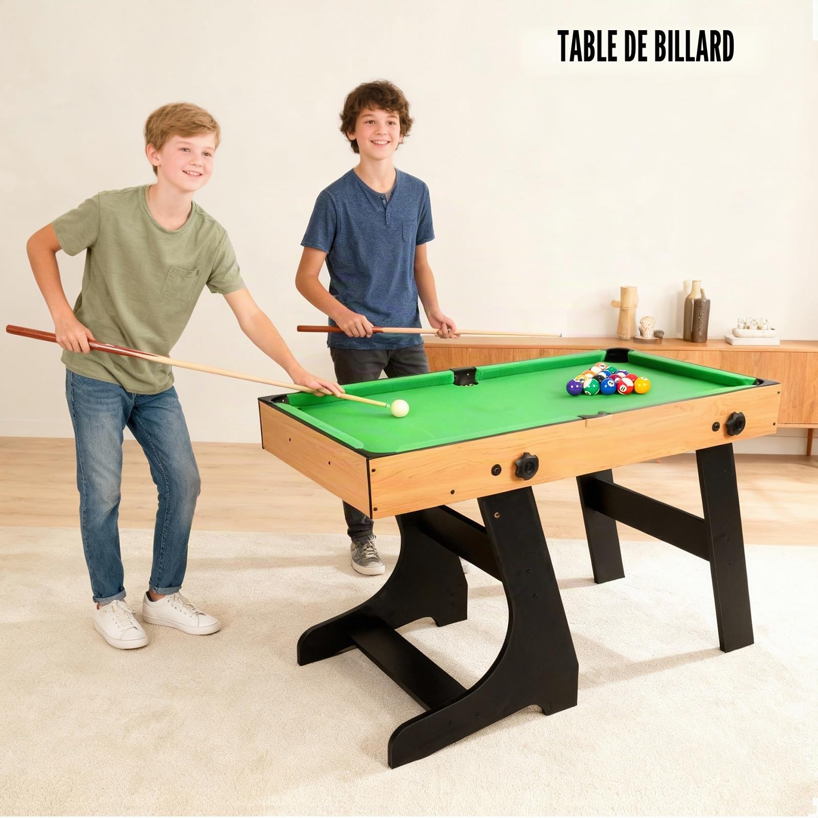 4FT Multifonction 10 en 1, Table combinée Baby-foot, Billard, Ping-pong, Hockey avec accessoires, Pieds pliables verticaux