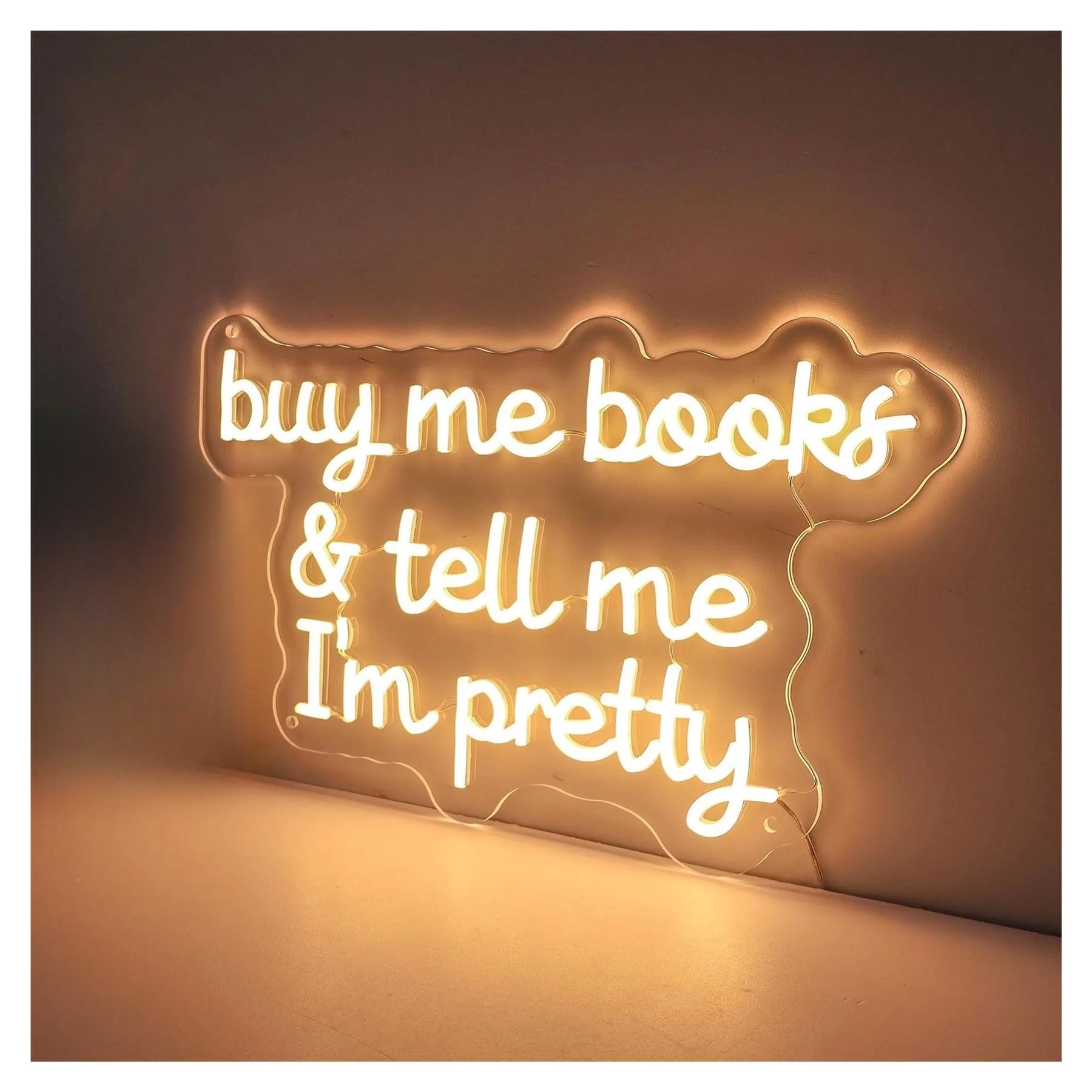 Scritta luminosa Insegna Luminosa Al Neon A Buy Me Bosks & Tell Me I'M Pretty Per Amanti Dei Libri Di Lettura, Biblioteca Domestica, Compleanno Decorazione 38cm(UN)