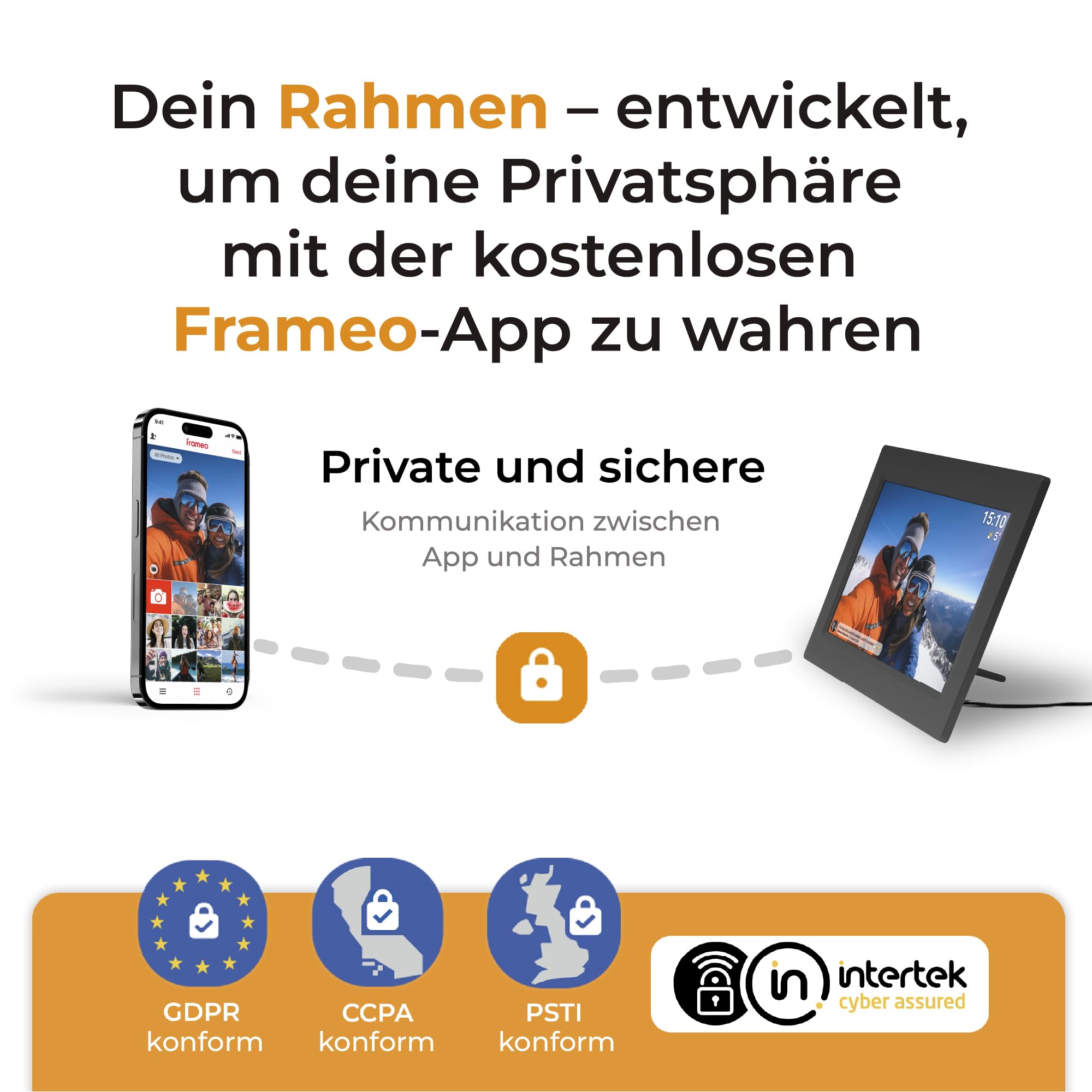 Denver Digitaler Bilderrahmen 10,1 Zoll mit WLAN – Frameo Digital Photo Frame mit Touchscreen & 16 GB Speicher – Elektrischer Fotorahmen mit App‑Steuerung - USB & microSD - Schwarz