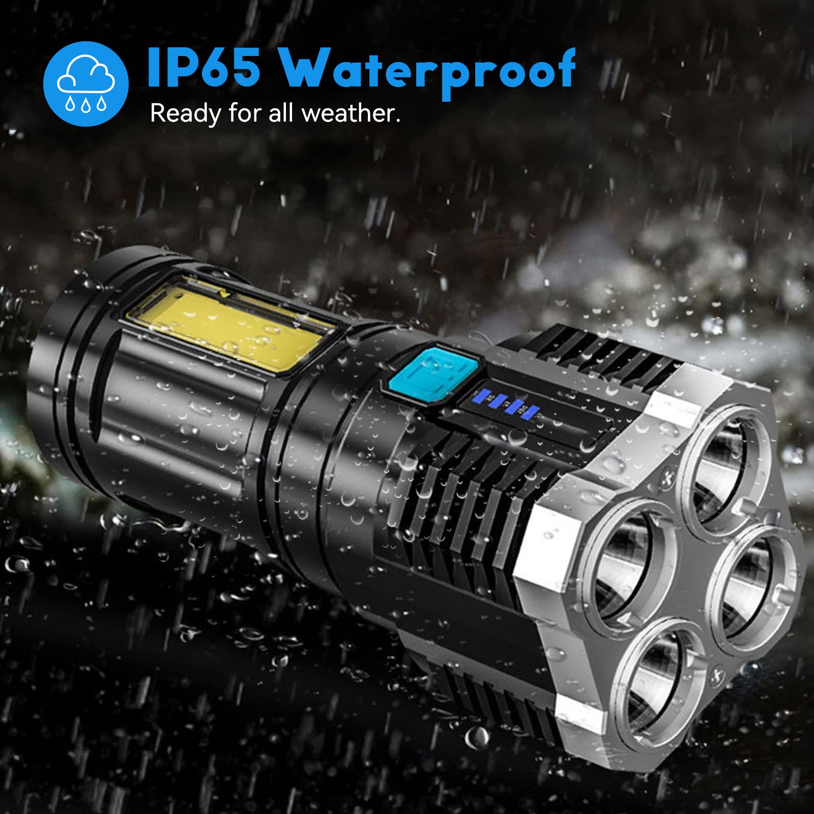 LED Strong Light Torch - 4-Mode Rechargeable Flashlight For Outdoor Activities