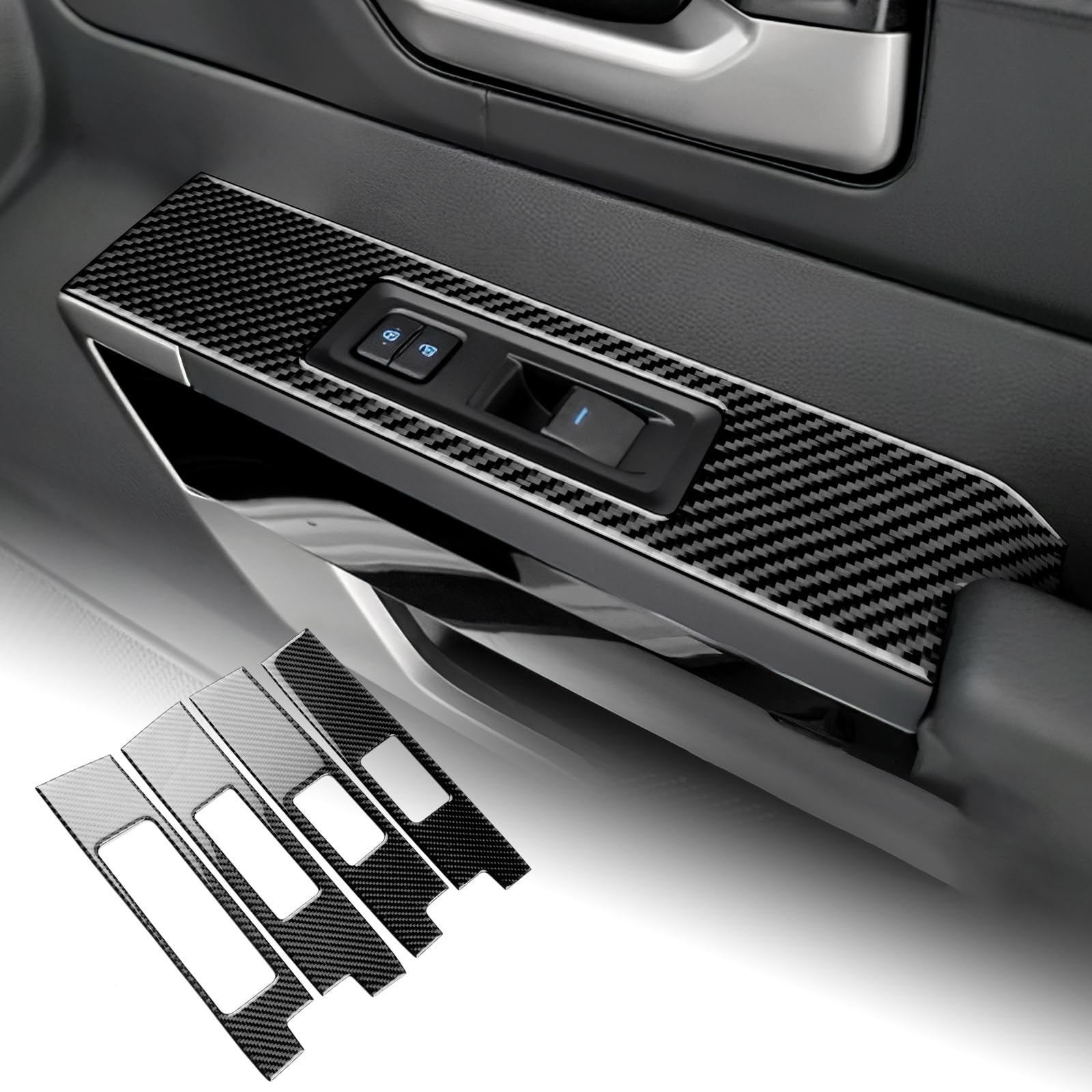 Photo 1 of AIRSPEED Carbon Fiber for Toyota Tundra 2022 2023 2024 2025 2026 Center Console Door Window Button Frame Panel Cover Interior Trim Accessories, Black