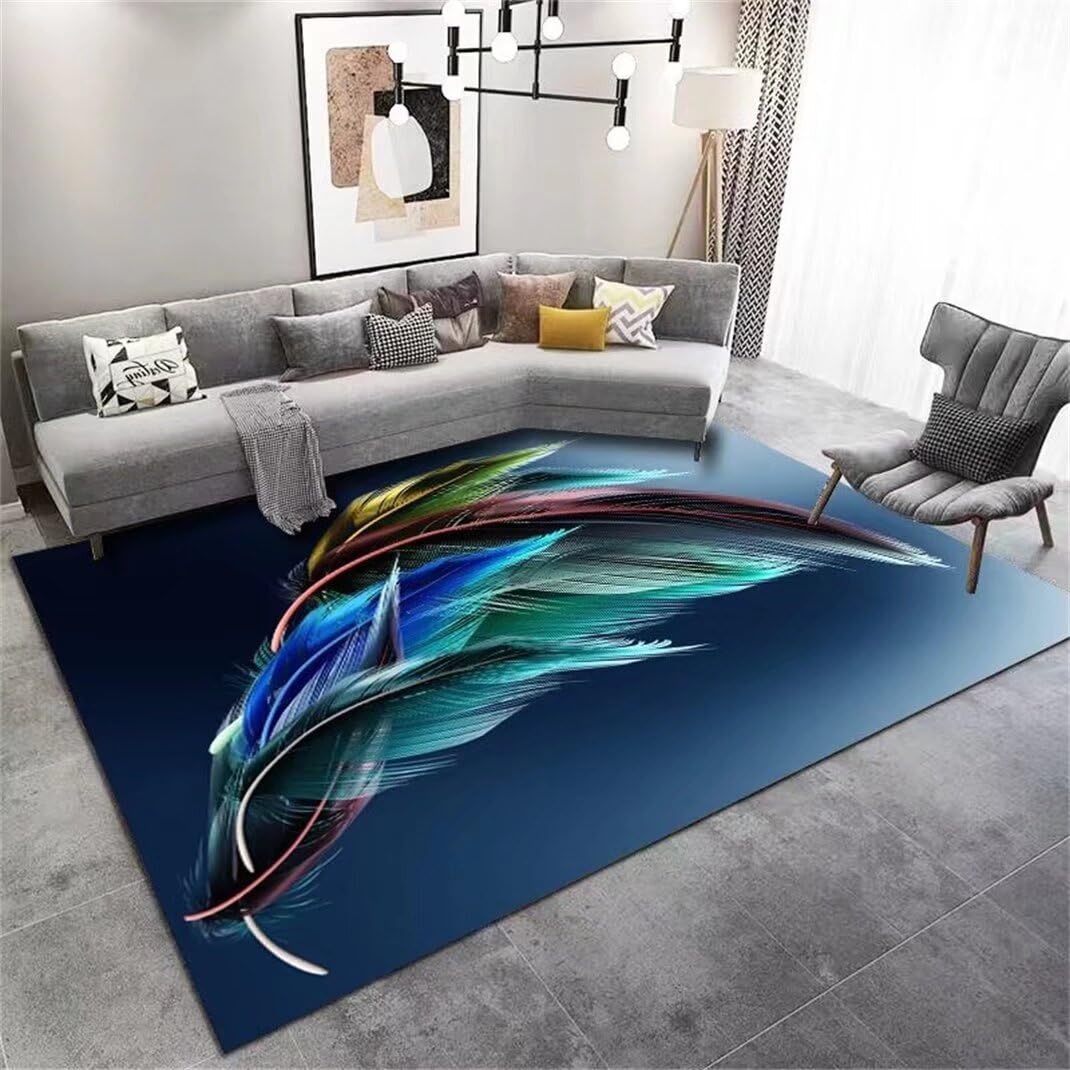 Tapis de salon bleu 80x120cm moderne à poils courts pour chambre