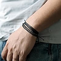 Vista 68 de Handmade Natural Stone Beaded Healing Bracelet Gift for Men Adjustable Rope String Bracelet (picasso jasper, Adjustable)