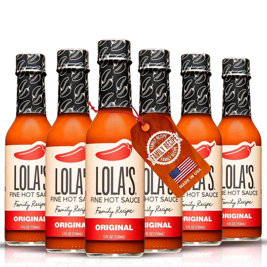 Lolas Fine Hot Sauce Original | All Natural Gluten Free Keto Vegan Made with Red Jalapenos Habanero Peppers Garlic Lime Juice and Vinegar | 5 Fl Oz (Pack of 6)