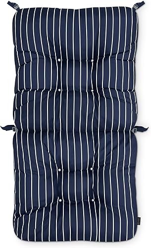 Classic Accessories 62-286-015501-EC - Cojín para silla de patio, azul marino clásico, rayas, 21 pulgadas de ancho x 19 pulgadas de profundidad