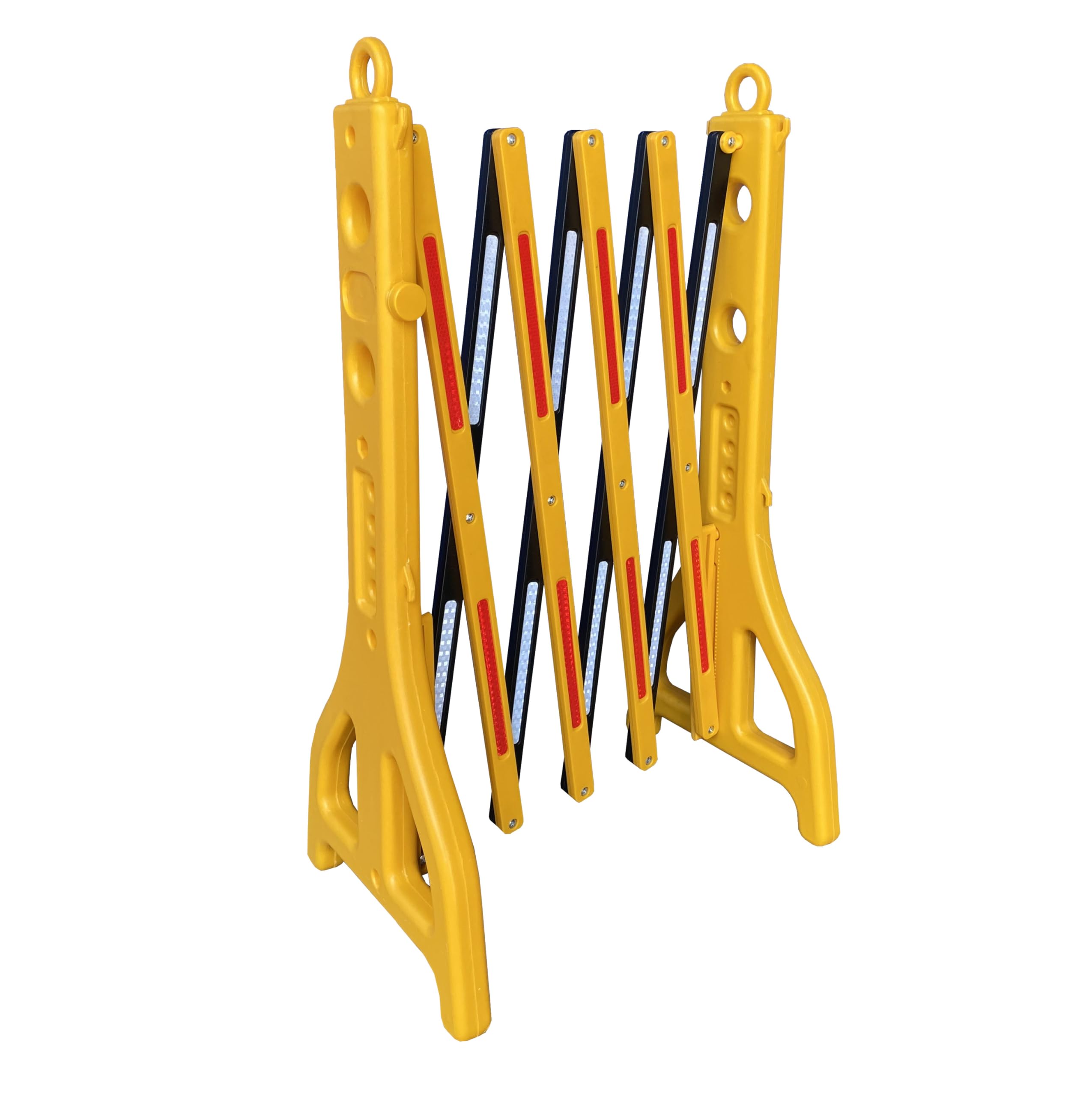 Valla extensible de plástico de polipropileno en amarillo y negro con base rellenable 8
