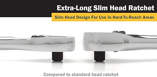 Miniatura 5 de Titan 11360 - Juego de trinquete de cabeza delgada de 3 piezas de 36 dientes, extra largo y bajo perfil