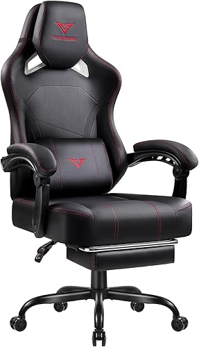 Waleaf Silla de juegos grande y alta para adultos con reposapiés, capacidad de peso de 400 libras, sillas de videojuegos para oficina, silla