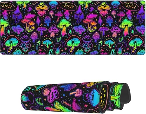 AoHanan Alfombrilla de mouse grande para juegos de hongos, alfombrilla de mouse extendida, alfombrilla de escritorio con borde cosido