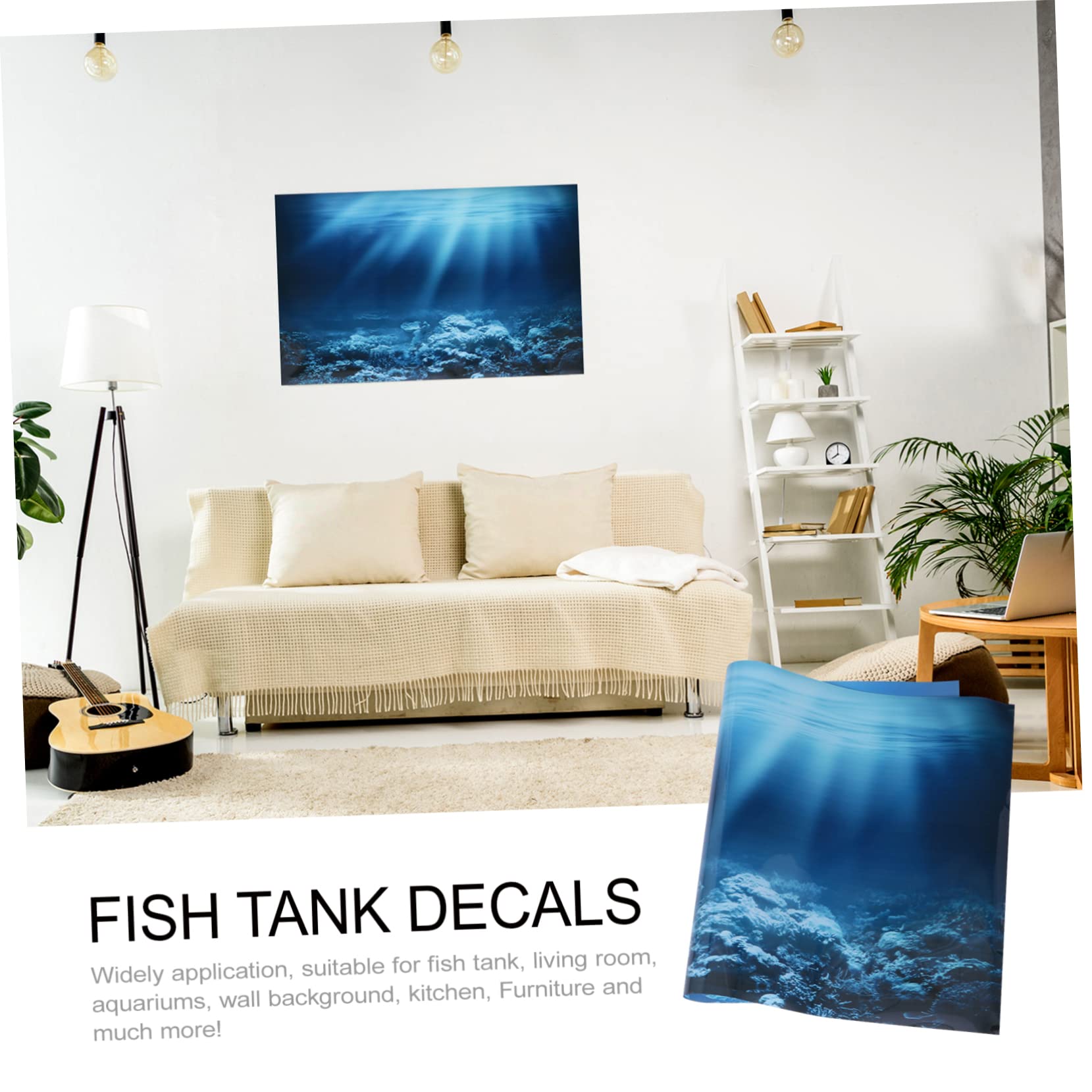 2 Pegatinas De Fondo para Pecera LED Filtro De Esponja para Pared Esponjas UV Espumadera Marina Calentador De Peces Soporte para Acuario Aire De Playa Decoración para