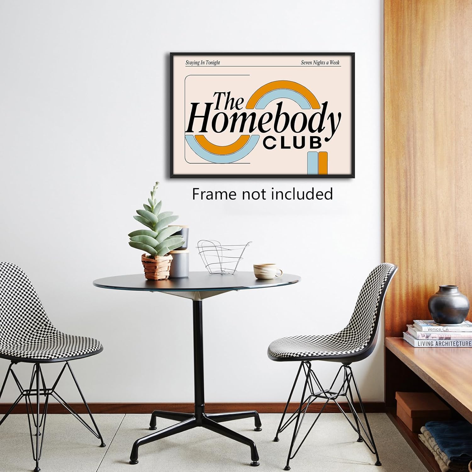 abrtolpffo The Homebody Club Canvas Wall Art, Fun College Apartment Art Print Above The Couch, Horizontal Introvert Quote Art Poster, Beige Minimalist Wall Decor 24x36in Unframed