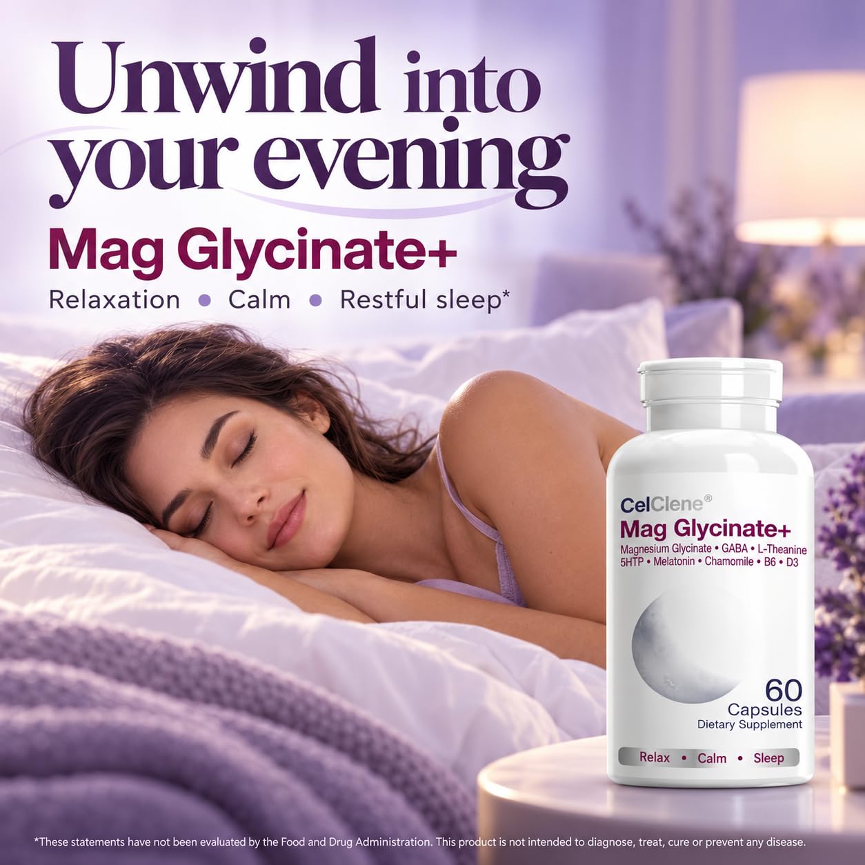 Magnesium Glycinate+ Supports Stress Relief, Sleep, Heart Health, Nerve Health, Muscle health, and Metabolism with Magnesium Glycinate, GABA, L-Theanine, 5-HTP, Melatonin, Vitamin B6, and Vitamin D3 — Amazon image 5