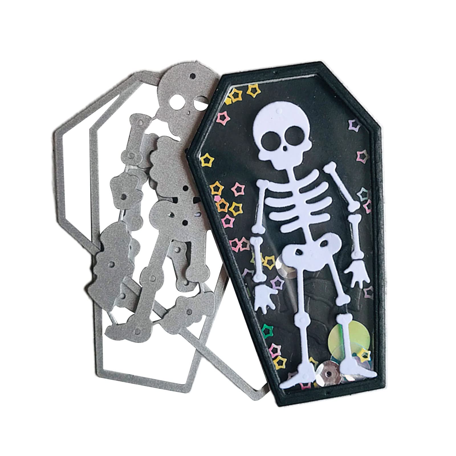 ZWWAAZHF Halloween Skull Coffin Metal Cutting Dies Stencil Mold Embossing Pattern for Children Adults Project Cutting Dies for Card Making
