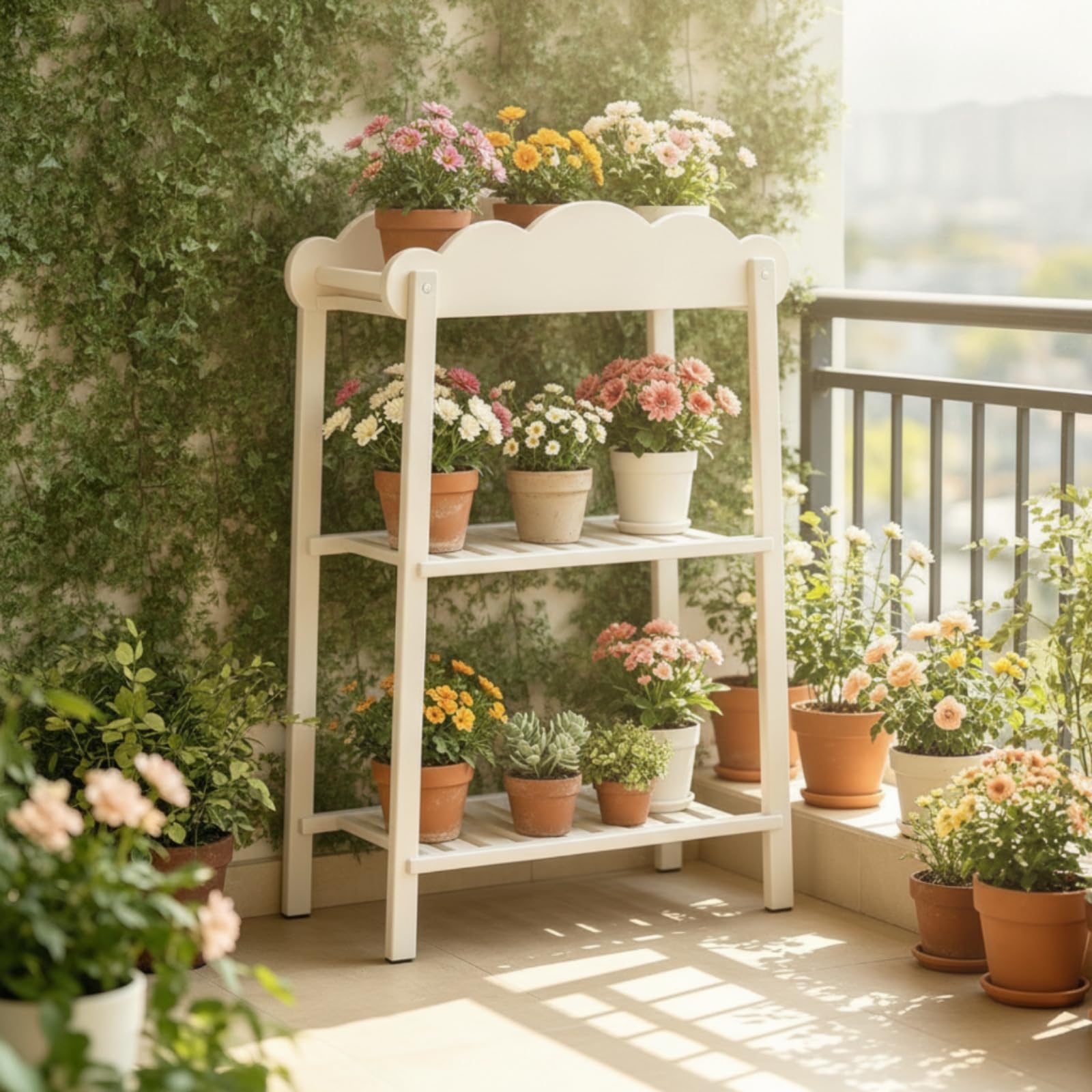 Gralara Fioriera Verticale a Tre Ripiani, 青森绿, 田园风落地高款 | Moderno, Durevole, Scaffale Portavasi, per Balcone, Soggiorno, Amanti Del Giardinaggio