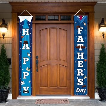Fathers Day Decorations Porch Sign - Happy Fathers Day Banner Front Door Hanging Sign - Fathers Day Party Decor Supplies for Indoor/Outdoor