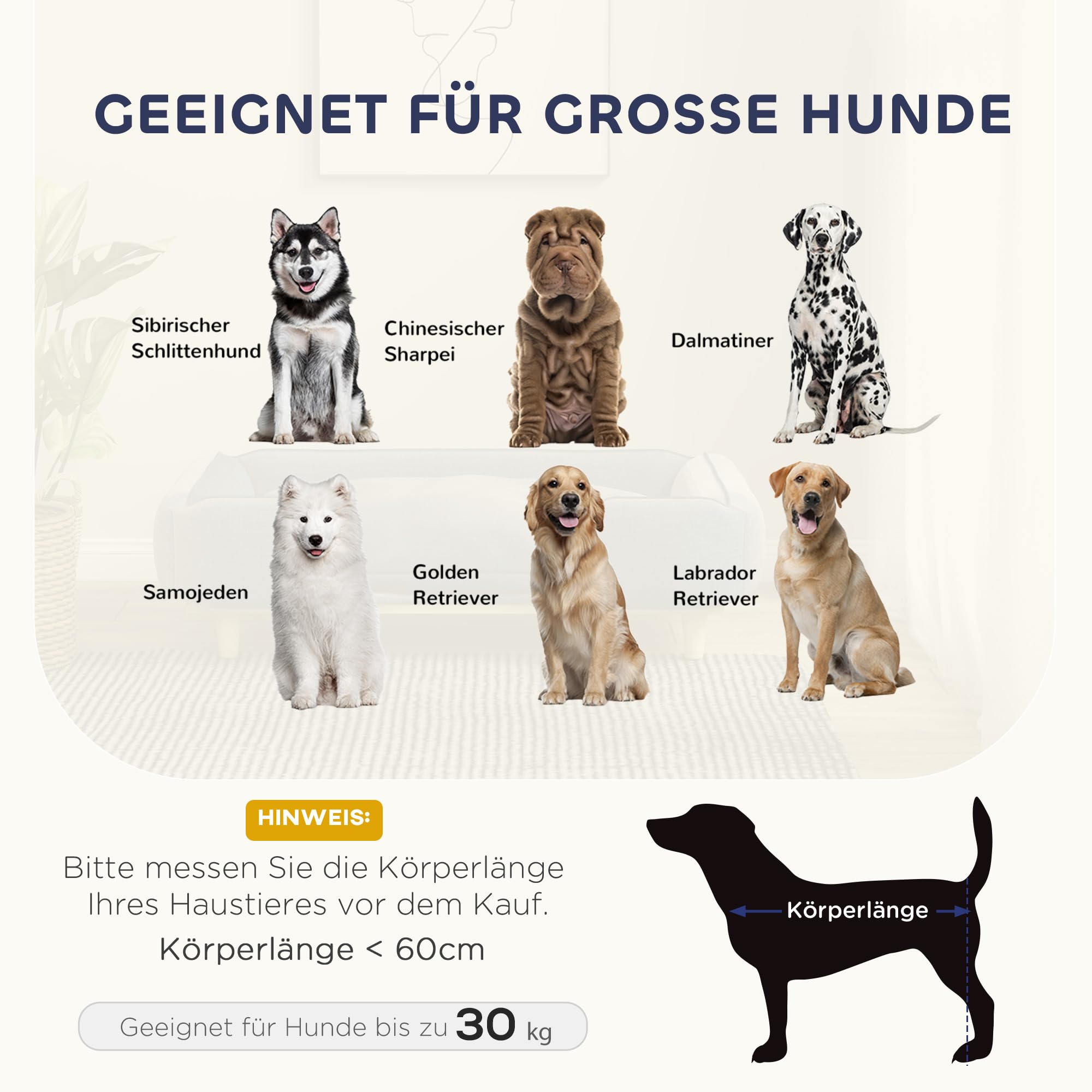 PawHut Divano per cani Poltrona per cani con schienale, gambe in legno Cuccia per cani con poliestere Divano per animali domestici Divano per gatti per cani di grossa taglia fino a 30 kg e 60 cm di