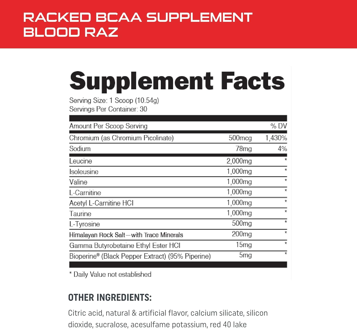 Buy Bucked Up BCAA RACKED™ Branch Chained Amino Acids LCarnitine
