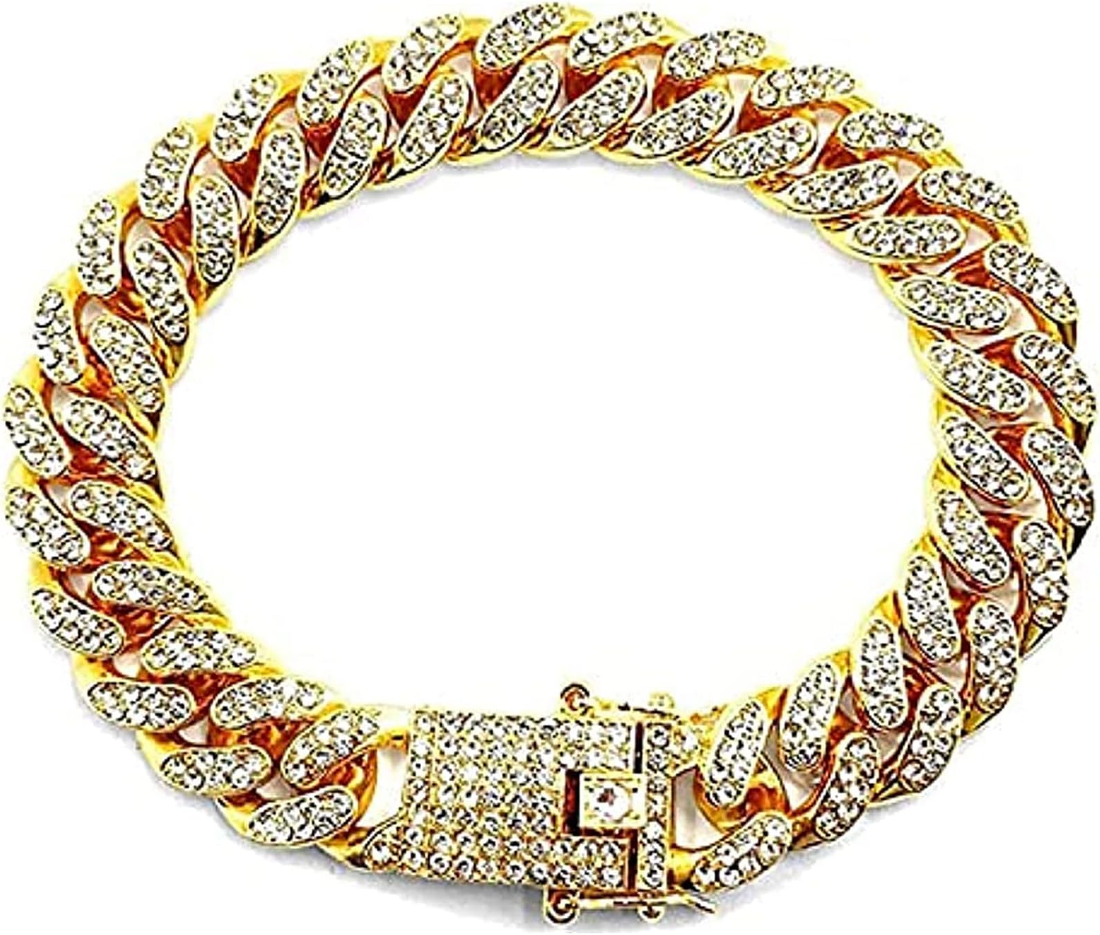 Cuban Link Bracelet Iced Out Miami Gold Plated Hip Hop Full CZ Prong Diamond Bracelet with Giftbox Cuban Link Anklets for Men Women