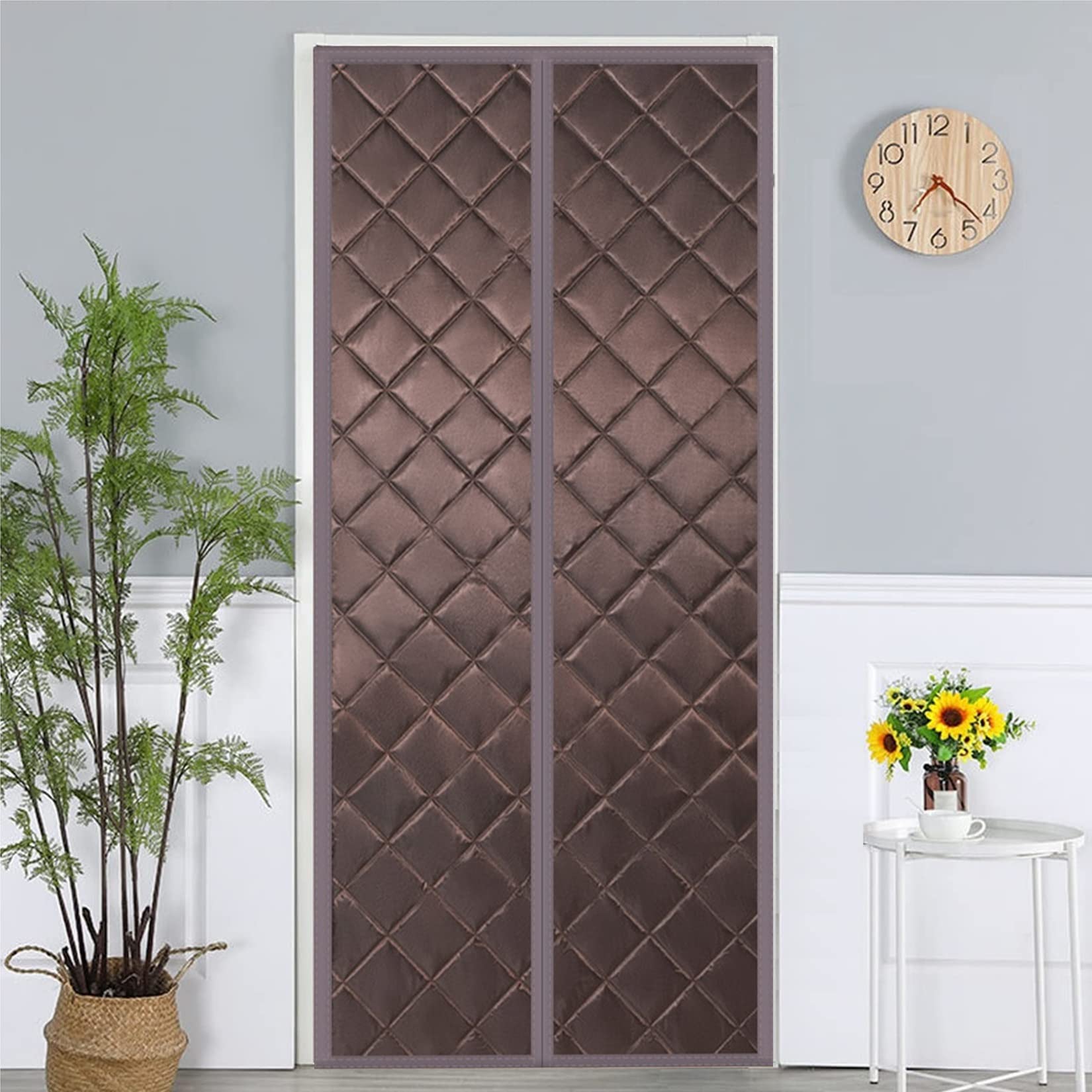 Rideau de Porte Isolant Thermique 73 x 96 Pouces, Marron, insonorisant et occultant pour Chambre et Chambre d'enfant