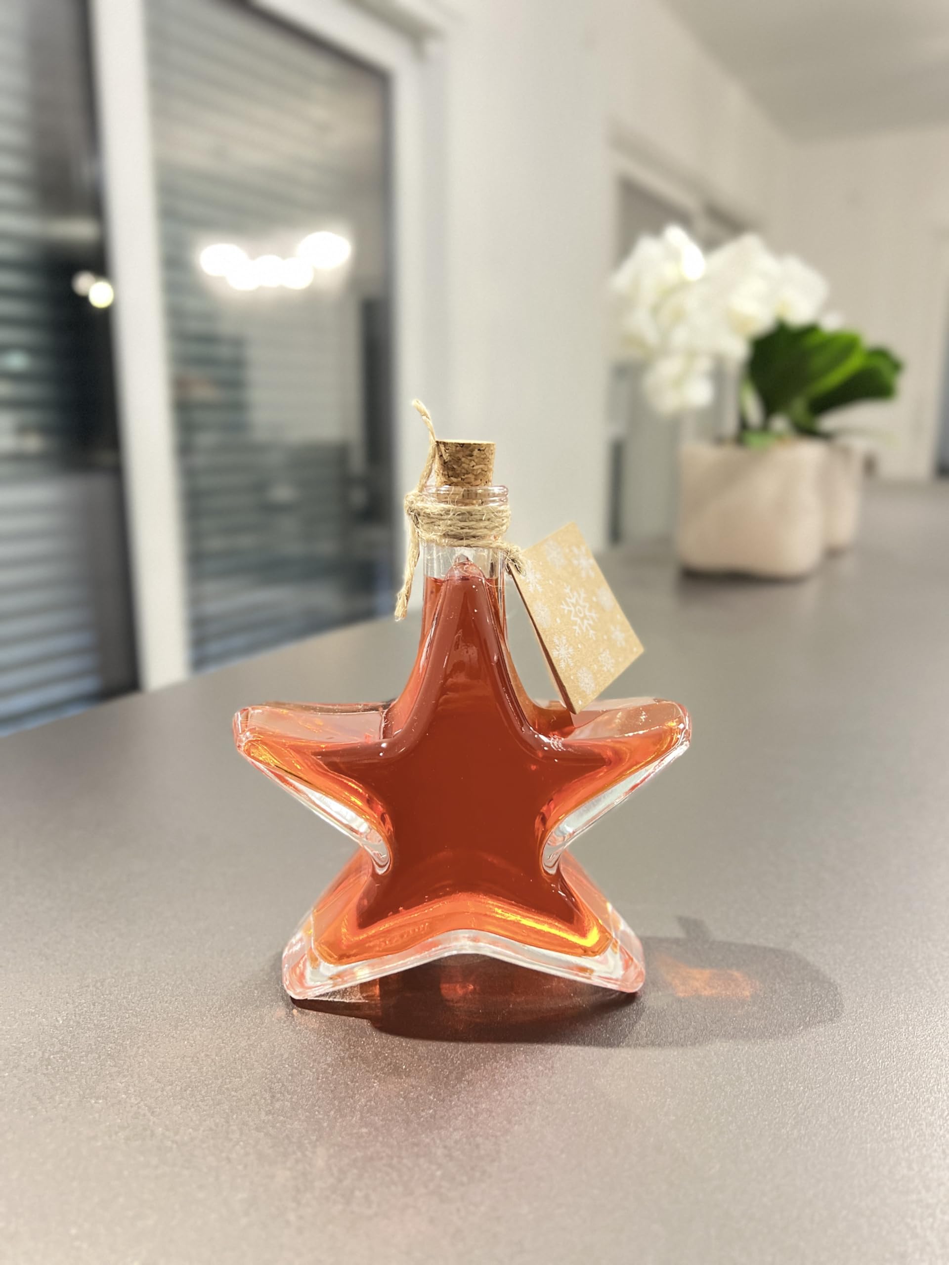 Lot de 12 bouteilles en verre en forme d'étoile de 200 ml - Bouteilles de liqueur - Bouteilles d'alcool - Bouteilles de Noël (12 x 200 ml - Tout inclus)