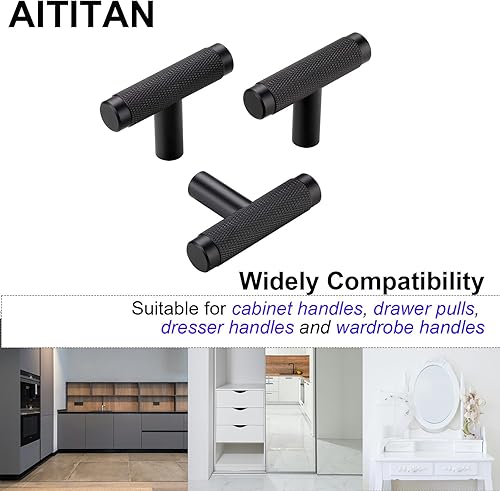 Miniatura 4 de AITITAN Paquete de 10 manijas doradas para gabinete, tiradores de gabinete moleteados de 7 pulgadas (5 pulgadas) y manijas doradas para tocador,