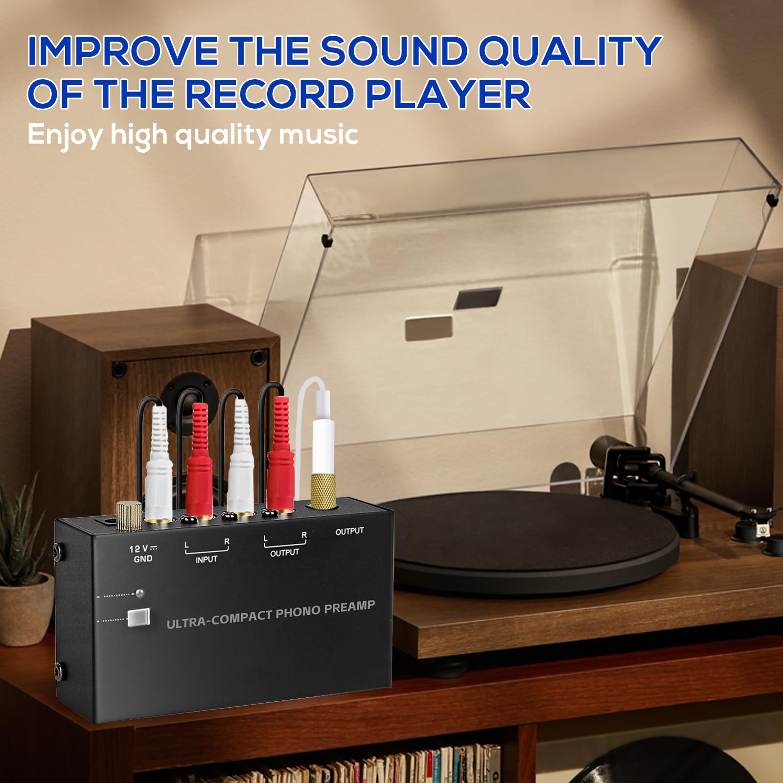 Phono Preamplificatore per Giradischi, Preamp con Adattatore DC 12V