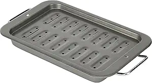 GoodCook Everyday Broiler Baking Pan with Built-in Handles Nonstick Warp-Resistant Heavy-Gauge Steel Construction Even-Heating Oblong Pan with Drip Rack, 7x11-Inch, Gray