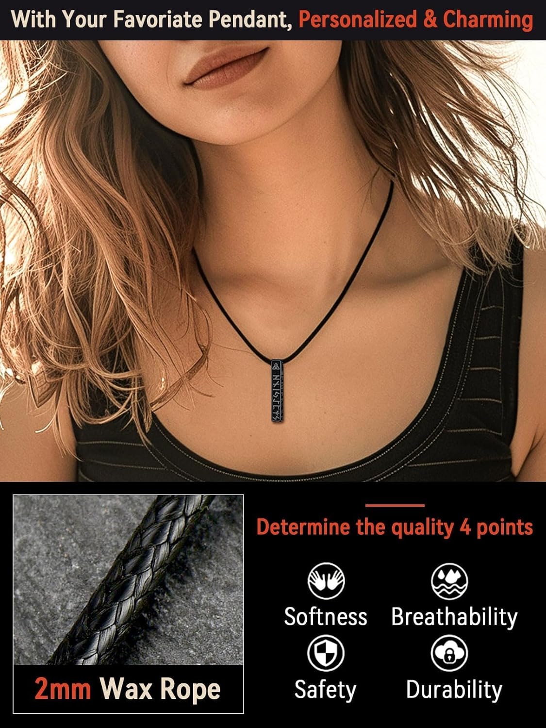 FaithHeart Braided Leather 2MM/3MM Necklace Cord for Men with Stainless Steel Snap Clasp, Waterproof Woven Wax Rope Chain for Pendant with Delicate Gift Box - Image 2