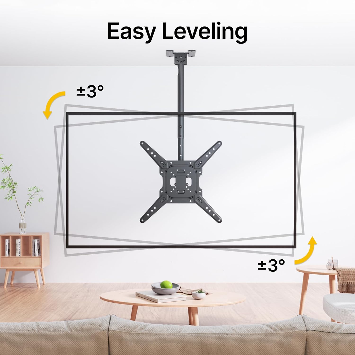 monTEK Ceiling TV Mount for 23-55 inch Flat Screen Displays, Hanging Adjustable Ceiling TV Bracket Fits Most LCD LED OLED 4K TVs, Pole Ceiling Mount Holds up to 77lbs, Max VESA 400x400mm