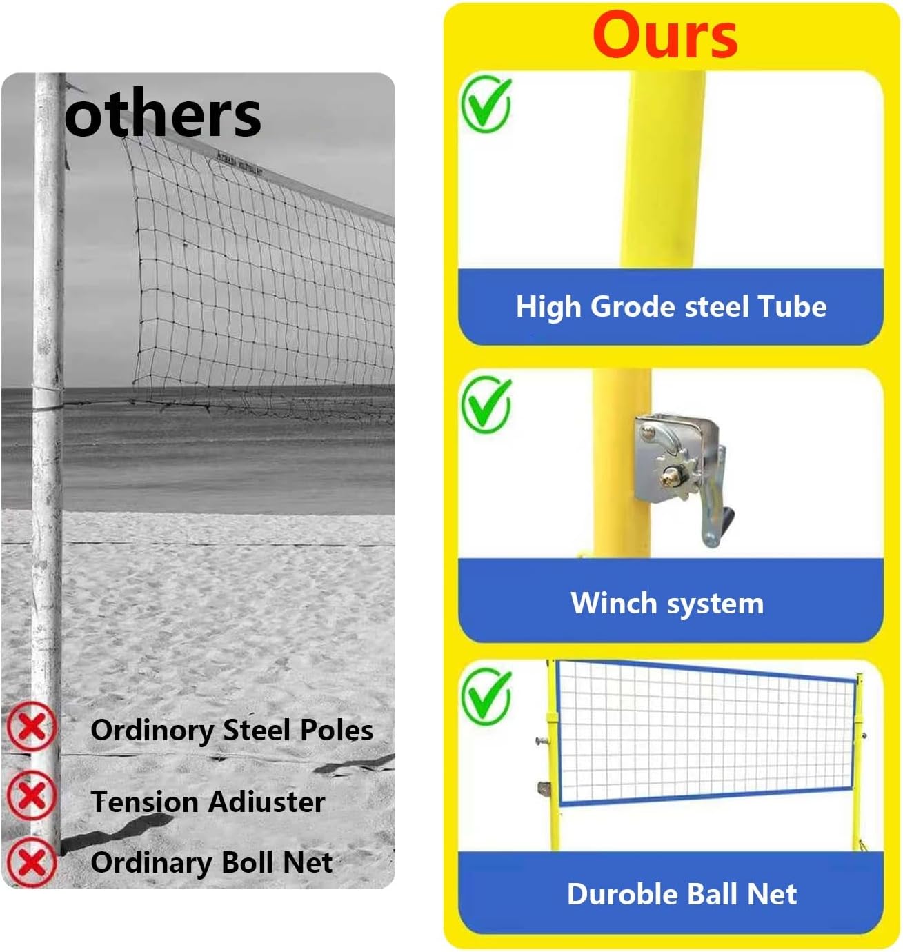 Heavy-Duty Badminton Net & Adjustable Volleyball Poles Set, 4 Heights (5ft-6.8ft), Portable with Wheels, Ideal for Backyard, Indoor & Outdoor Fun for Adults & Kids