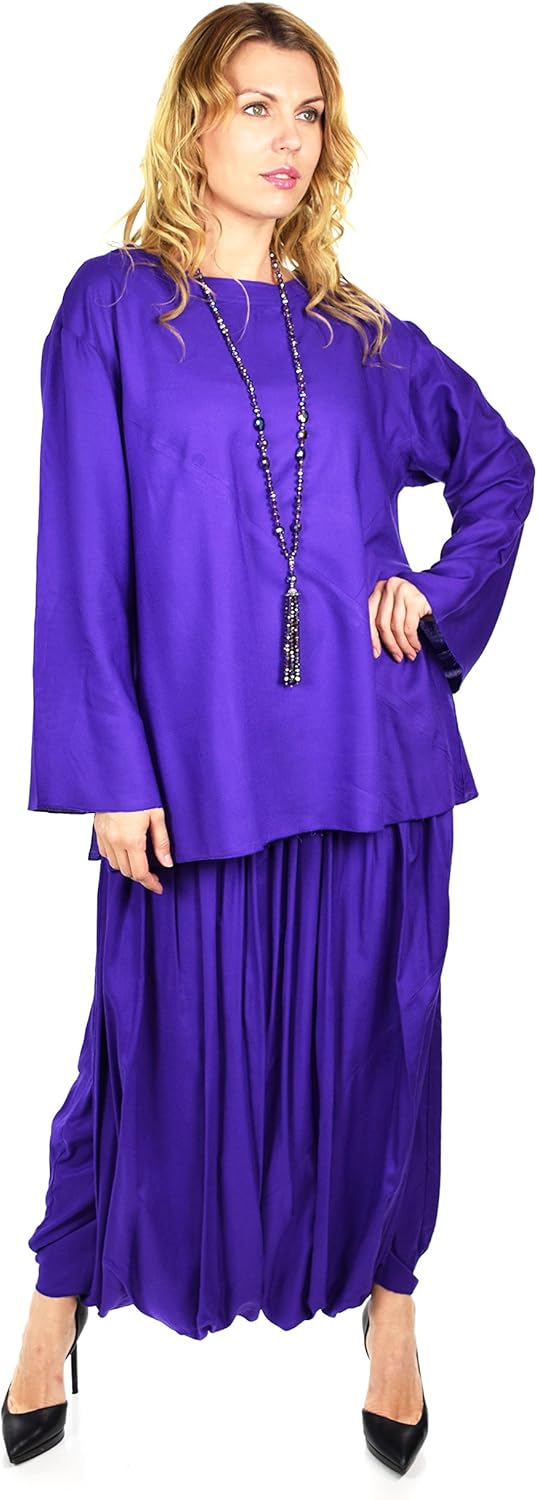 Dare2BStylish Women 2 Piece Dress Harem Pant Set Outfit with Full Sleeved Top